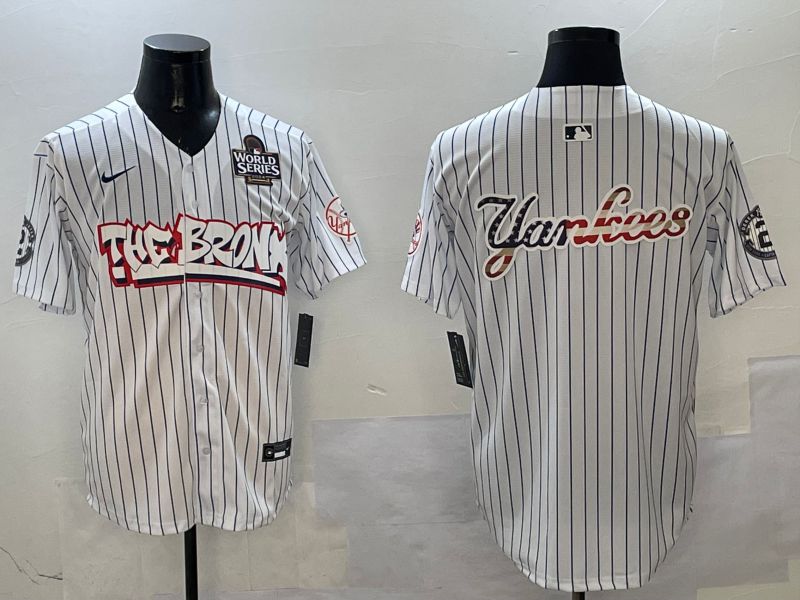 Men New York Yankees Blank White Stripe four generations Joint Name 2025 Nike MLB Jersey style 24